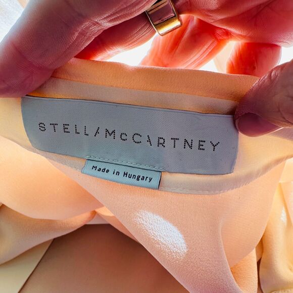 Stella McCartney Light Peach Silk Blouse Cream on Collar Button Placket Cuffs 42 - Picture 6 of 12